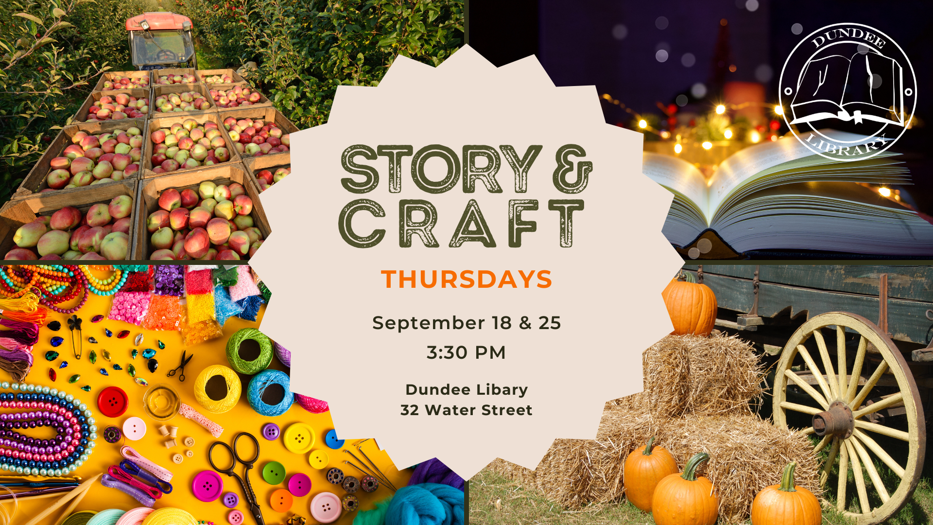 Join us at 3:30 on Thursdays for a story and craft.