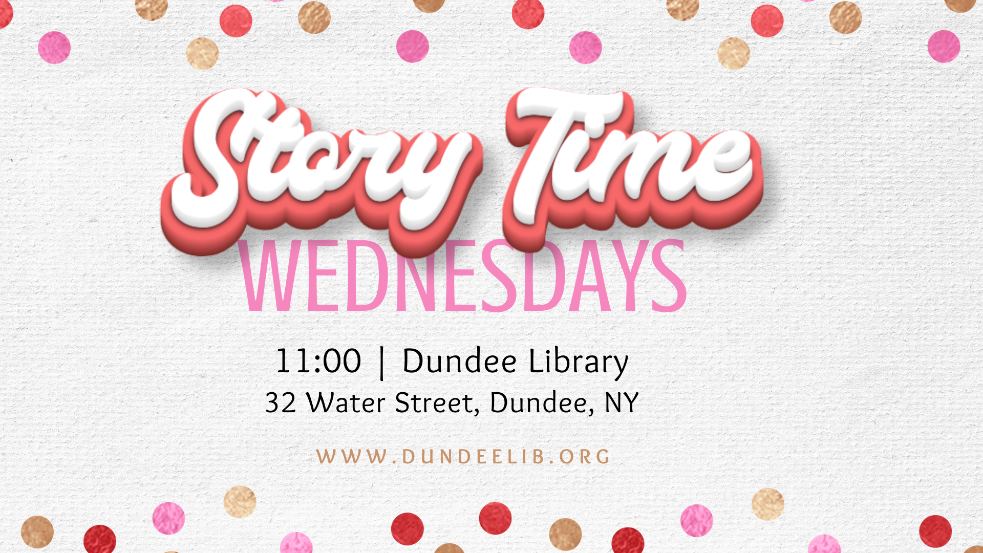 Wednesday story time in February is at 11:00