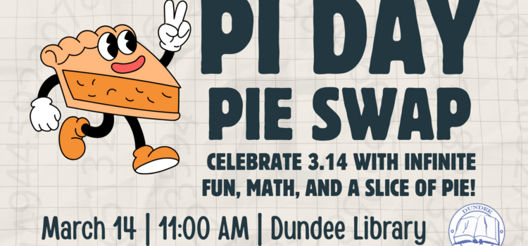 Pi Day Pie Swap Pie Swap happens on March 14 at 11:00 AM