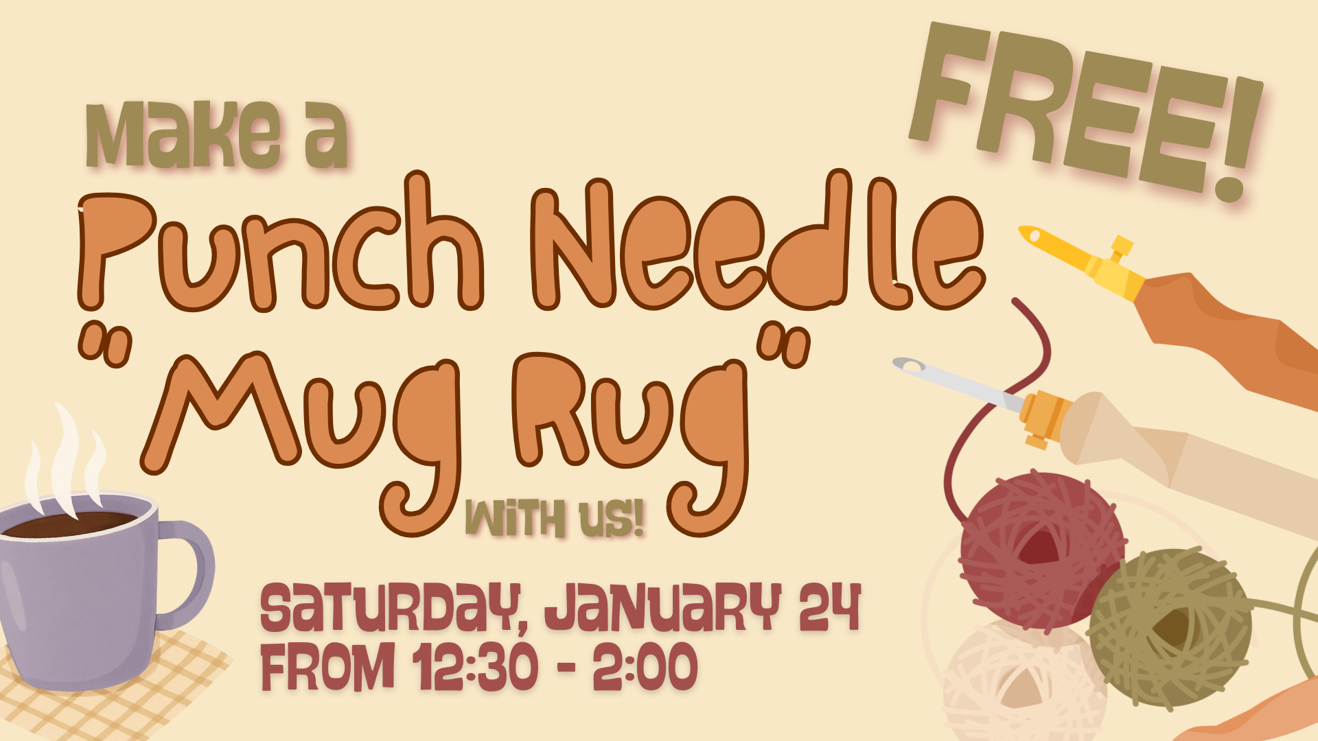 Punch Needle Mug Rug January 24