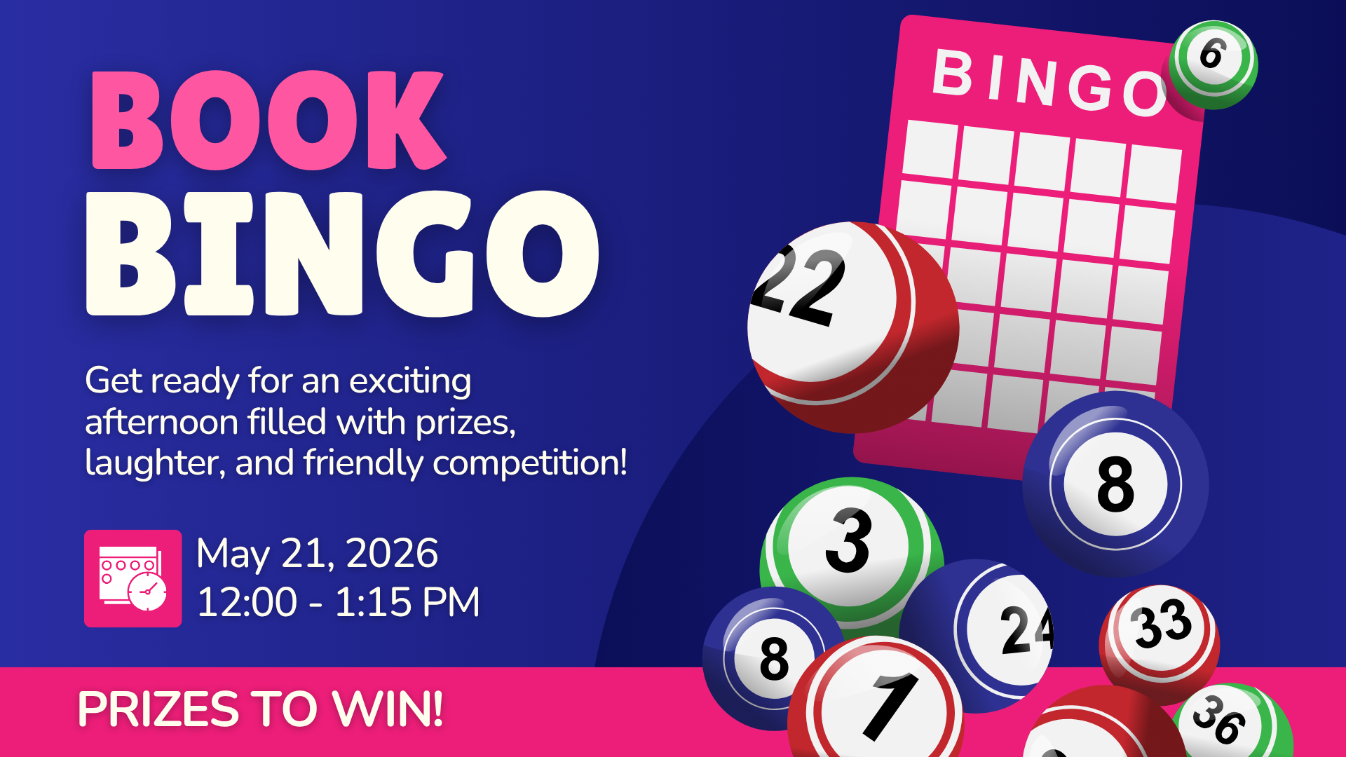 Book Bingo is May 21 at 12, noon