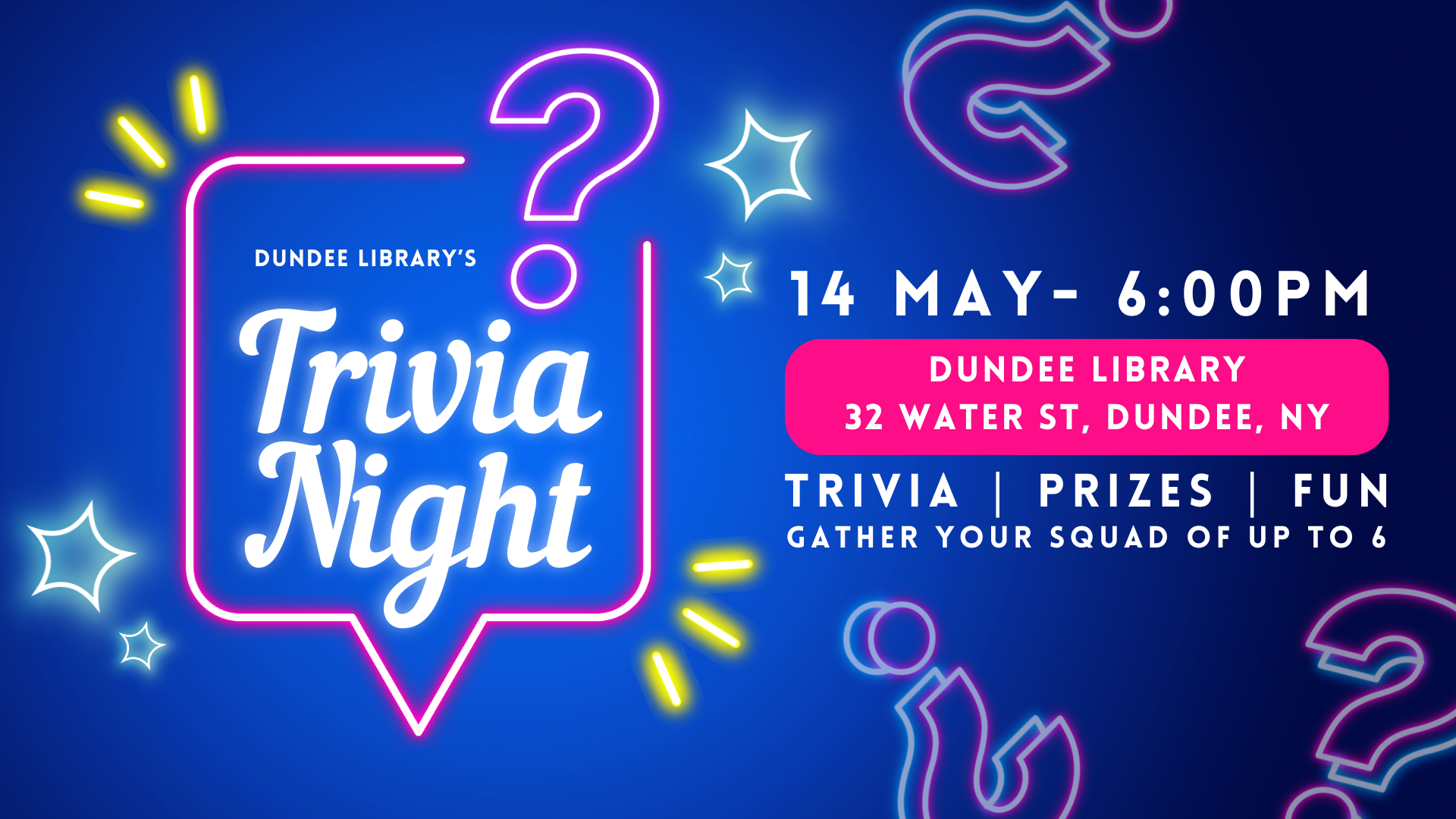 Trivia Night on May 14 at 6:00
