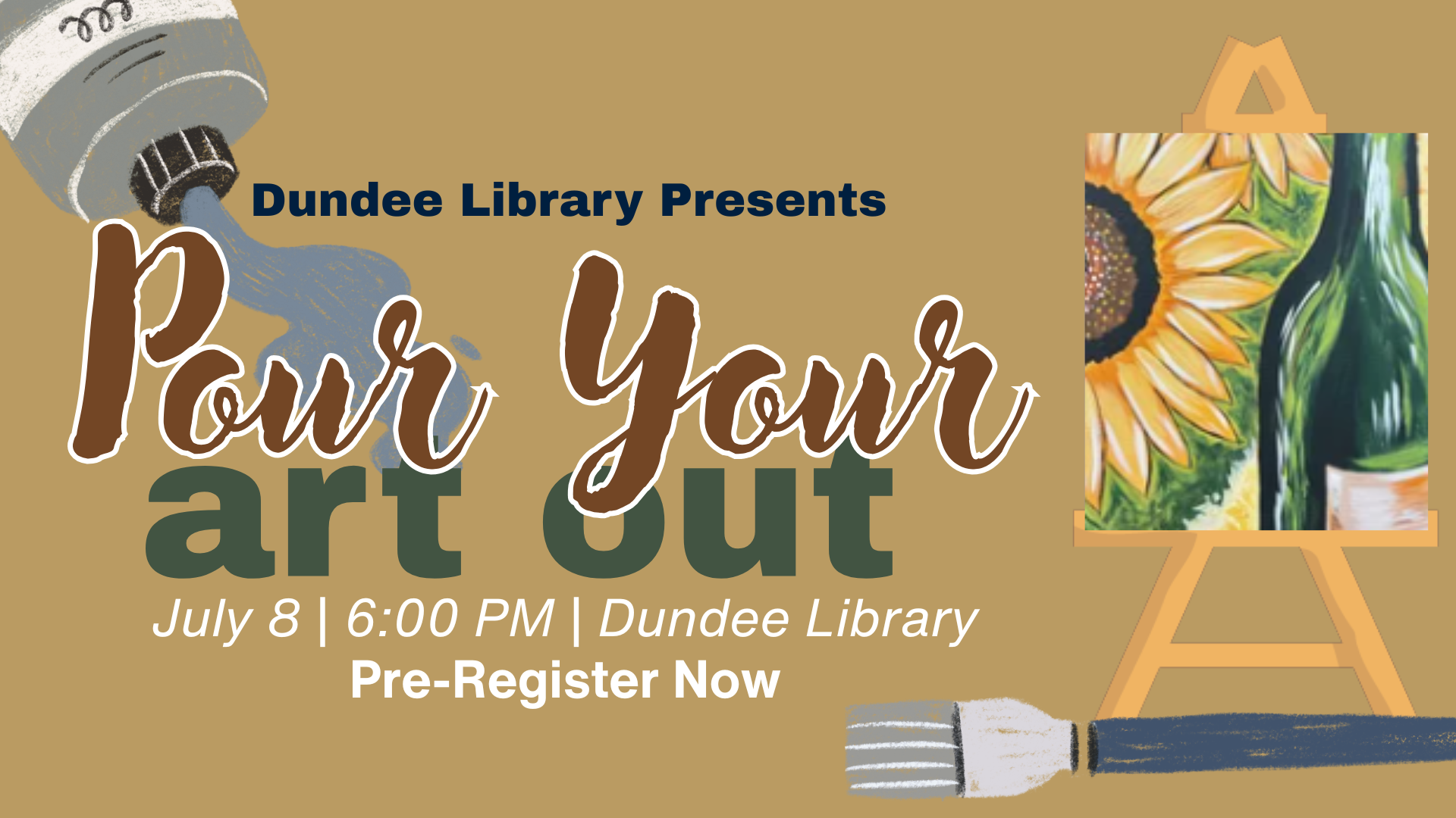 Pour Your Art Out on July 8 at 6:00. Registration now open.