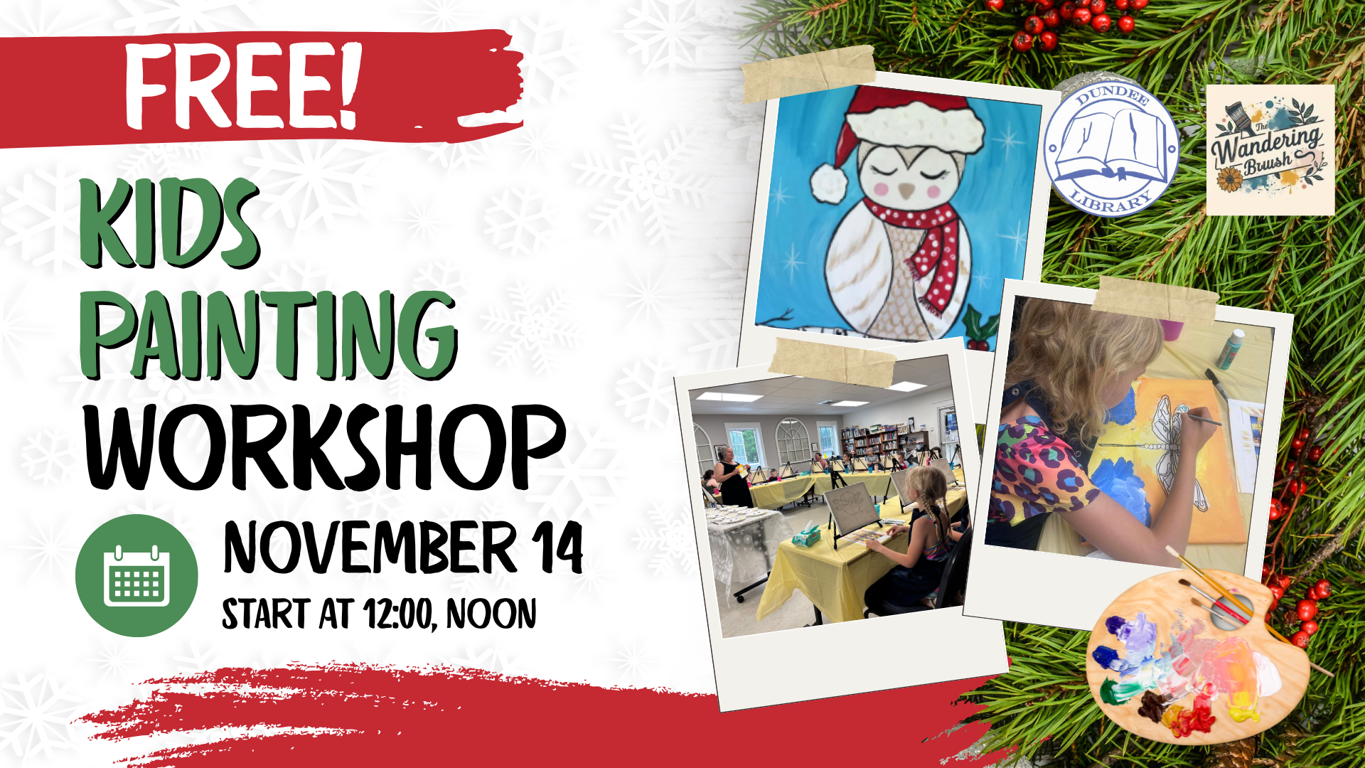 Kids Paint Party of November 14 at noon