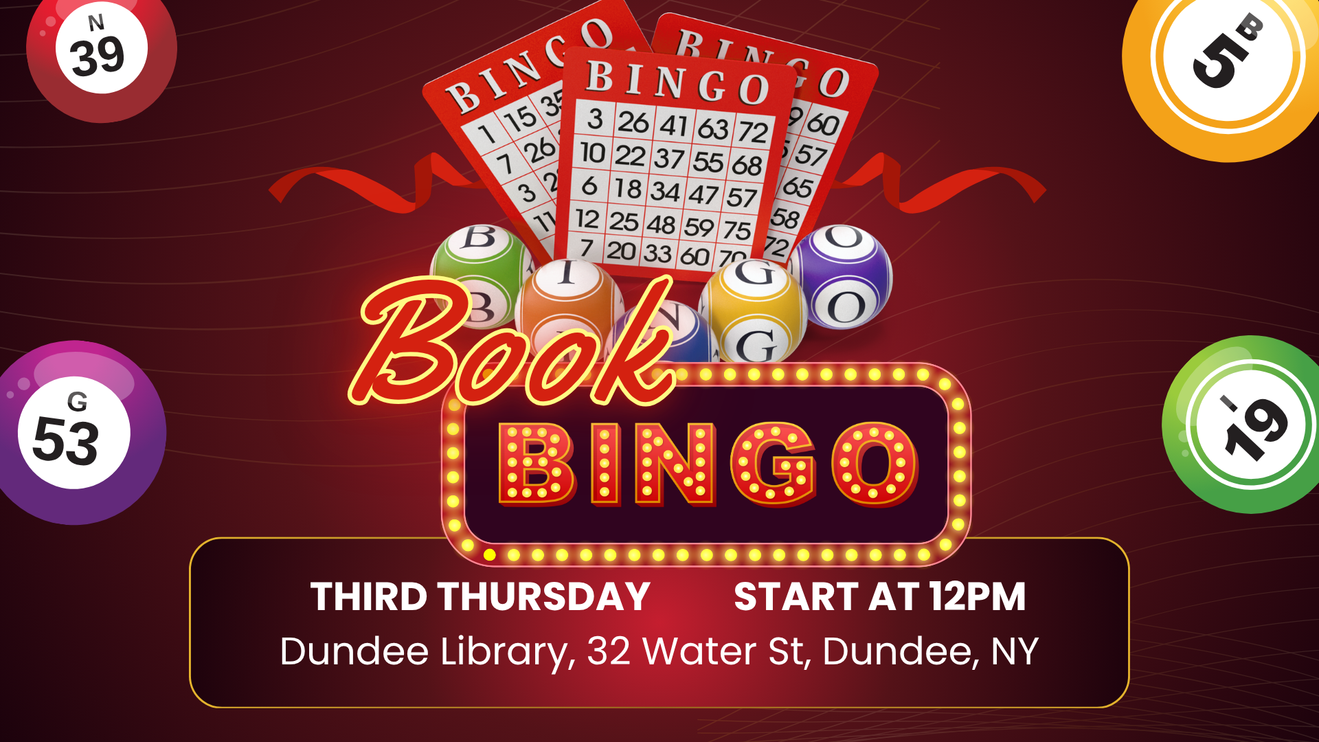 Book Bingo on October 15 at noon