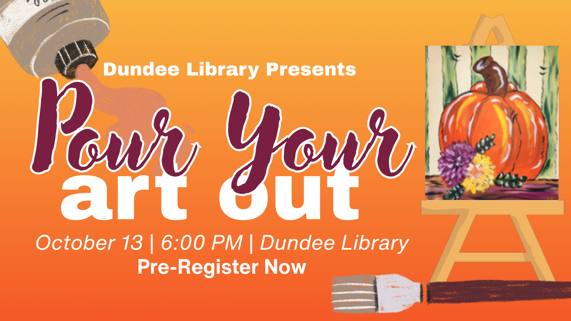 Pour Your Art Out paint class on October 13 at 6PM