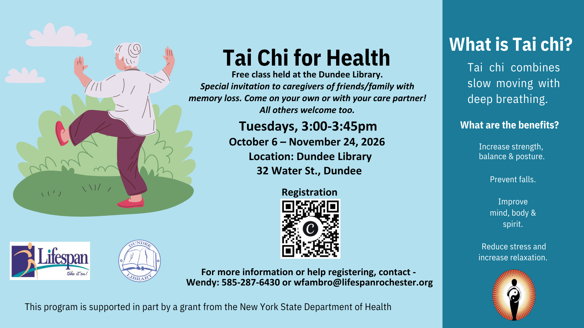 Tai Chi for Health each Tuesday in October and November at 3:00 PM