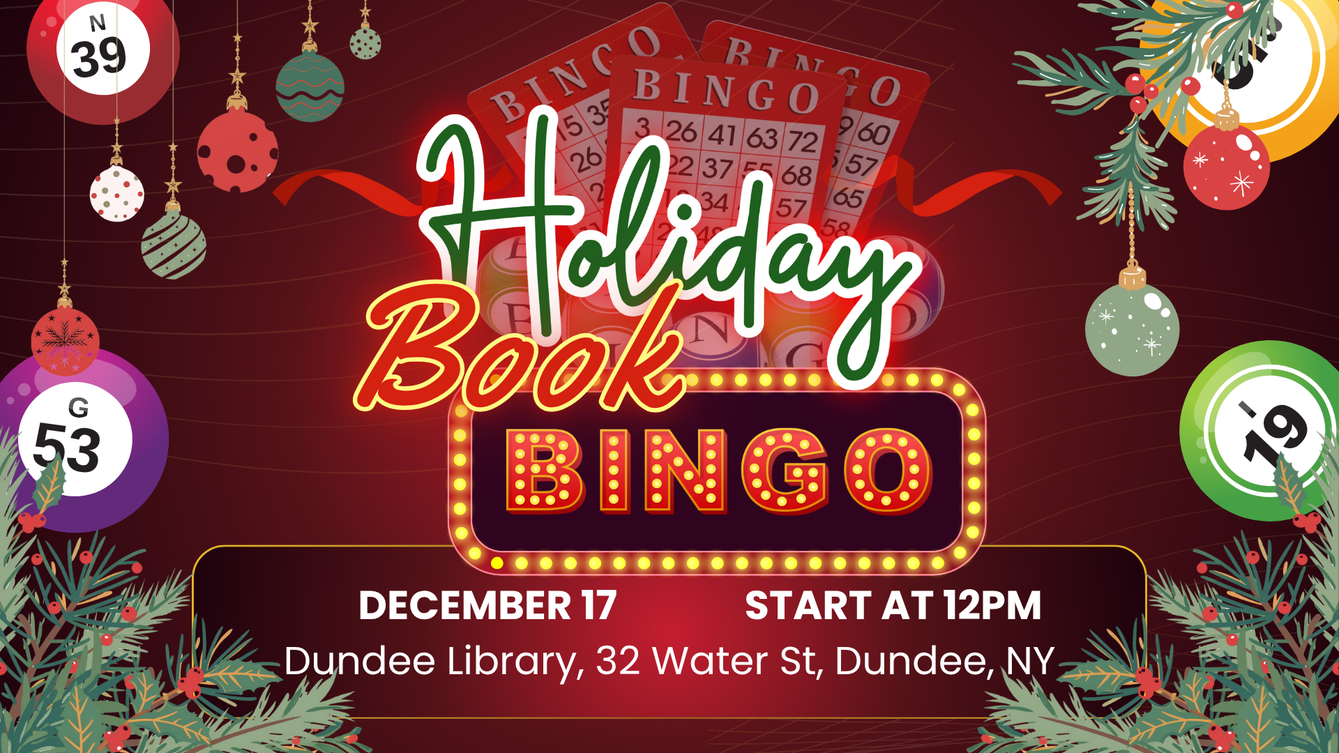 Book Bingo returns on the third Thursday of the month, December 17, but with a holiday twist