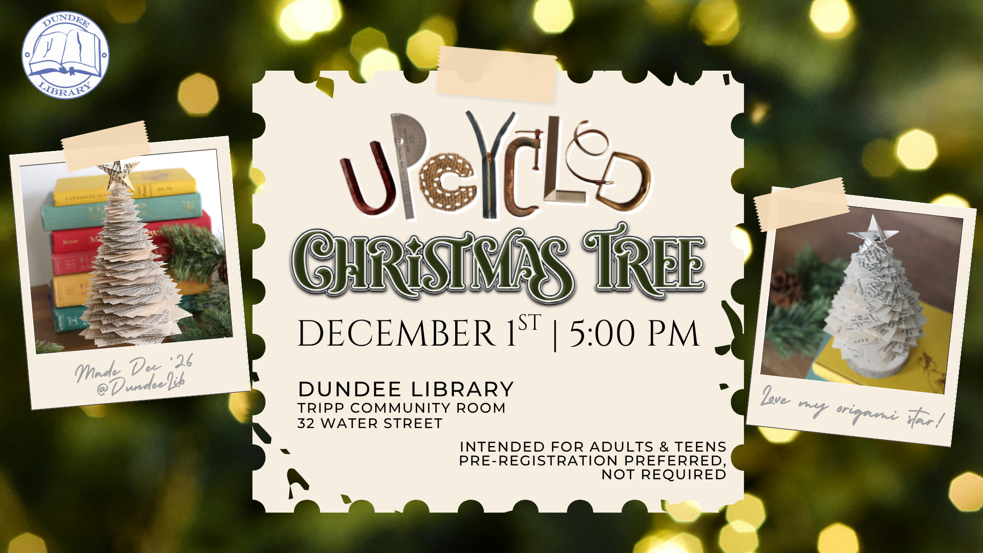 Upcycled Christmas Tree on December 1 at 5:00